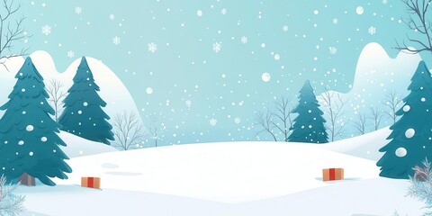 Celebrate Winter Scenery with Holiday Gifts in Snowy Landscape Background