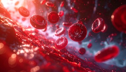 Dynamic Red Blood Cells Flowing Through Vein