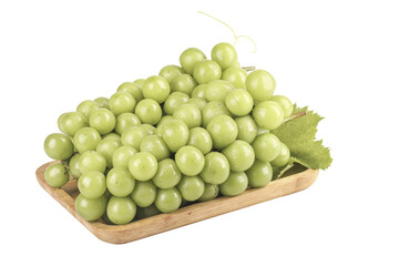 Fresh Green Crystal Grapes on Wooden Board - Healthy Fruit Market Display