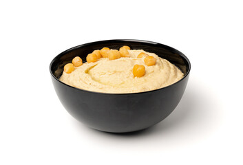 Hummus in bowl, houmous dip, chickpea humus tahini sauce, middle eastern spread