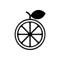 Minimalist orange icon with segments inside, symbolizing citrus, energy, and vitamins.