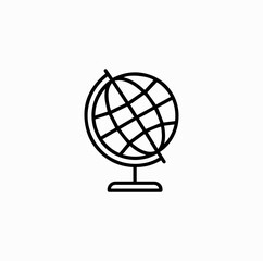 Globe Line Icon &ndash; Minimal Vector of World Geography and Education