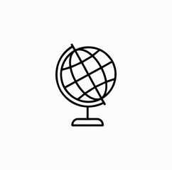 Fototapeta premium Globe Line Icon – Minimal Vector of World Geography and Education