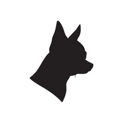 Chihuahua head side view silhouette vector flat illustration design on white background