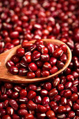 Fresh Red Adzuki Beans from Guizhou China in Wooden Spoon - Small Grain Legumes for Asian Cuisine