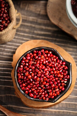 Fresh Red Kidney Beans in Rustic Farmhouse Bowl - Traditional Guizhou Grains and Legumes on Wooden Background