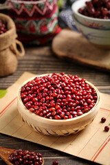 Red Kidney Beans in Traditional Bamboo Basket - Guizhou Farmers Market Organic Legumes and Grains Display