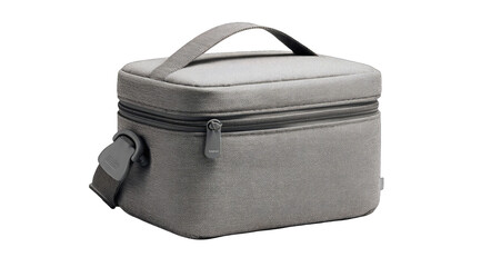 Gray padded rectangular carrying case