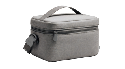 Gray padded rectangular carrying case