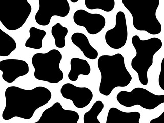 A seamless black and white cow print.