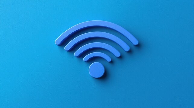 A blue Wi-Fi symbol icon on a textured background, representing wireless connectivity and internet access.