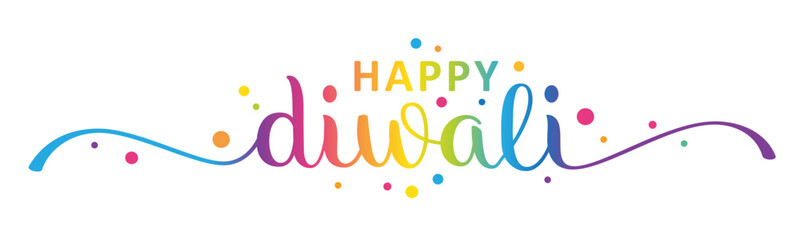 HAPPY DIWALI colorful vector brush calligraphy banner