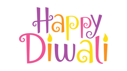 HAPPY DIWALI colorful vector hand lettering banner