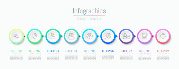 Infographic 9 options design elements for your business data. Vector Illustration.