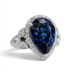 Pear-shaped sapphire ring, detailed setting