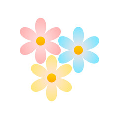 Pink blue and yellow cute flower icon vector design