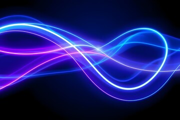 Abstract Background with Intertwined Glowing Neon Waves, Futuristic Blue and Pink Light Trails, and Dynamic Curves on a Dark Background.