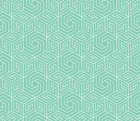 Abstract geometric pattern. A seamless vector background. White and green ornament. Graphic modern pattern. Simple lattice graphic design