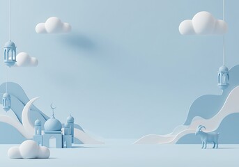 Minimalist Islamic Eid Background with Mosque