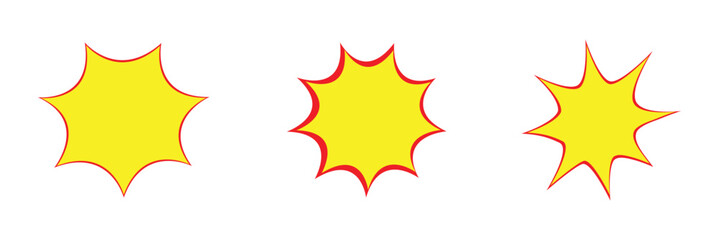 Comic burst, bursting star, starburst speech bubbles. star sticker, burst speech balloon. comic book, vector boom or explosion. communication concept.  vector illustration. eps 10 .