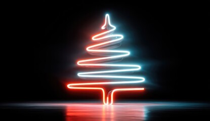 Neon Christmas tree silhouette