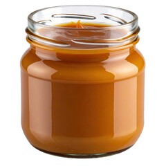 Dulce de Leche in Glass Jar, isolated on transparent background.