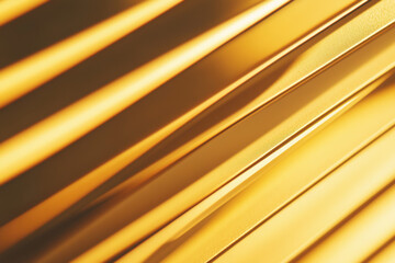 Obraz premium Golden sunlight streaming through abstract window blinds creates warm linear shadows with a bright and inviting modern ambiance