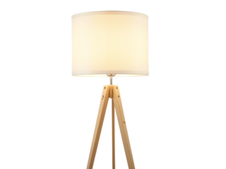 Stylish tripodal floor lamp with a soft white shade, perfect for modern living rooms and cozy reading nooks