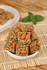 Handmade Sunflower Seed Almond Energy Bars Healthy Homemade Granola Candy Snacks Natural Nuts