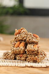 Handmade Sunflower Seed Almond Energy Bars Healthy Homemade Granola Snack with Nuts Seeds Natural Organic Food