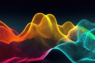 Abstract, vibrant, wavy, colorful, digital, particle, design