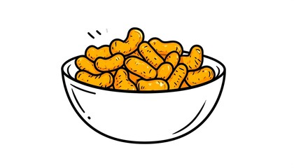 Cartoon bowl of crunchy snacks