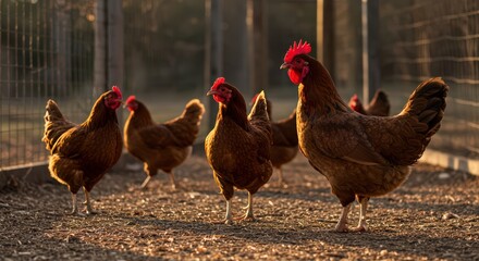 Brown chickens in pen