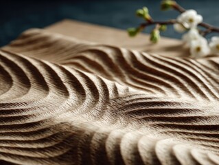 Carved wood, wavy patterns, close-up