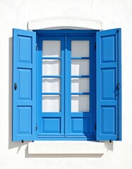 Obraz premium Blue shutters on a white wall