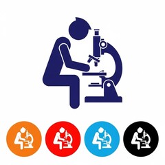 Vector illustration of a scientist using a microscope, vector