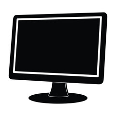 Modern computer monitor display screen silhouette vector