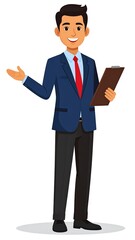 Cartoon business man presenting