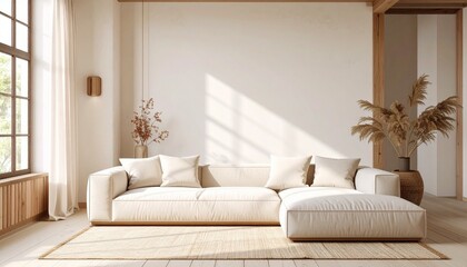 Modern Minimalist Living Room with Cream Sofa