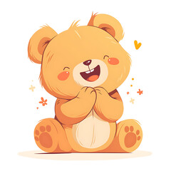 A cute cartoon bear illustrated in a playful and charming style. The bear has a soft, friendly expression, rounded shapes, and warm colors, perfect for children’s books, stickers, or T-shirt designs.