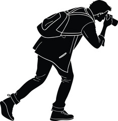 Silhouette photographer capturing moment top view perspective vector