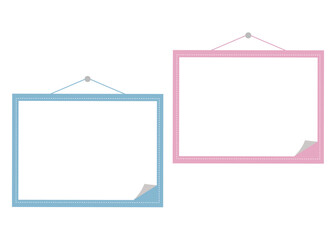 吊すタイプの横長メッセージボードのセット。余白を有効にご利用ください。