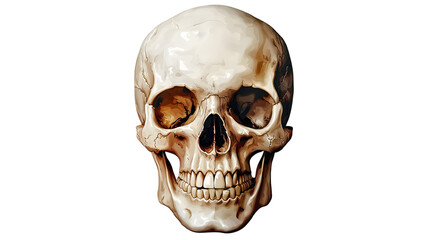 Obraz premium Realistic human skull isolated on a transparent background..