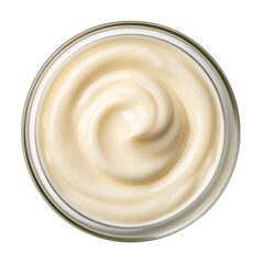 Creamy Garlic Aioli Swirl in Glass Bowl on white background