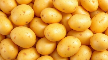 Fresh Yellow Potatoes Pile Isolated on White Background
