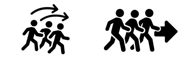 Group of people walking in different directions in a busy urban setting during the day