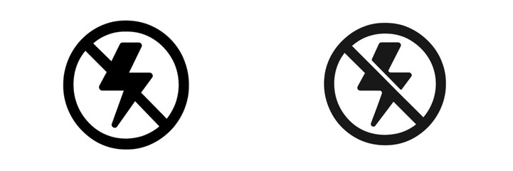 Lightning protection symbols indicating safe distance during storms and electrical hazards in outdoor areas near facilities