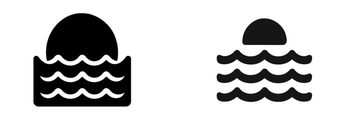 Unique sunset designs showcasing waves and sun in minimalist style for creative projects