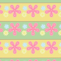 Pink Flower Border Pattern.