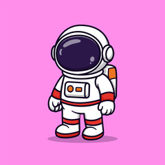 Fototapeta premium Cute Astronaut Illustration. Vector Astronaut Cartoon.